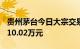 贵州茅台今日大宗交易成交2万股，成交额3110.02万元