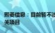 熙菱信息：目前暂不涉及“车路云一体化”相关项目