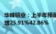 华峰铝业：上半年预盈5.2亿元5.9亿元，同比增25.91%42.86%