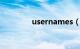 usernames（username）