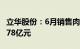 立华股份：6月销售肉猪7.8万头，销售收入1.78亿元