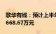 歌华有线：预计上半年净亏损3858.51万元5668.67万元