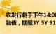 农发行将于下午14:0015:00招标发行三期金融债，期限3Y 5Y 91D