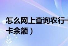 怎么网上查询农行卡余额（如何网上查询农行卡余额）