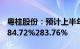 粤桂股份：预计上半年归母净利润同比增长184.72%283.76%