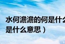 水何澹澹的何是什么意思古义（水何澹澹的何是什么意思）