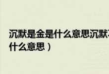 沉默是金是什么意思沉默不语是我的一贯风格（沉默是金是什么意思）