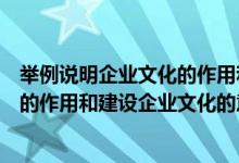 举例说明企业文化的作用和建设企业文化的意义（企业文化的作用和建设企业文化的意义）