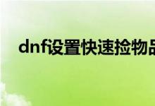 dnf设置快速捡物品（dnf捡东西快捷键）