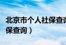 北京市个人社保查询登录入口（北京市个人社保查询）