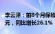 李云泽：前8个月保险业已累计赔付1.55万亿元，同比增长26.1%