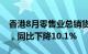 香港8月零售业总销货价值预估为292亿港元，同比下降10.1%