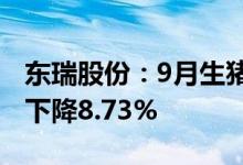 东瑞股份：9月生猪销售收入1.36亿元，环比下降8.73%