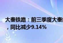 大秦铁路：前三季度大秦线累计完成货物运输量28644万吨，同比减少9.14%