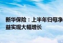 新华保险：上半年归母净利润同比预增95%115%，投资收益实现大幅增长