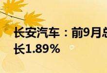 长安汽车：前9月总销量190.5万辆，同比增长1.89%