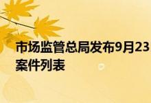 市场监管总局发布9月23日10月7日无条件批准经营者集中案件列表