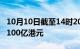 10月10日截至14时20分，南向资金净买入超100亿港元