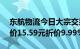 东航物流今日大宗交易成交1.91亿元，成交价15.59元折价9.99%