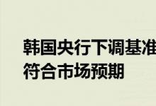 韩国央行下调基准利率25个基点至3.25%，符合市场预期