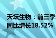 天坛生物：前三季度归母净利润10.52亿元，同比增长18.52%