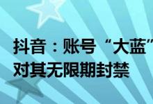 抖音：账号“大蓝”推荐特定股票，平台决定对其无限期封禁